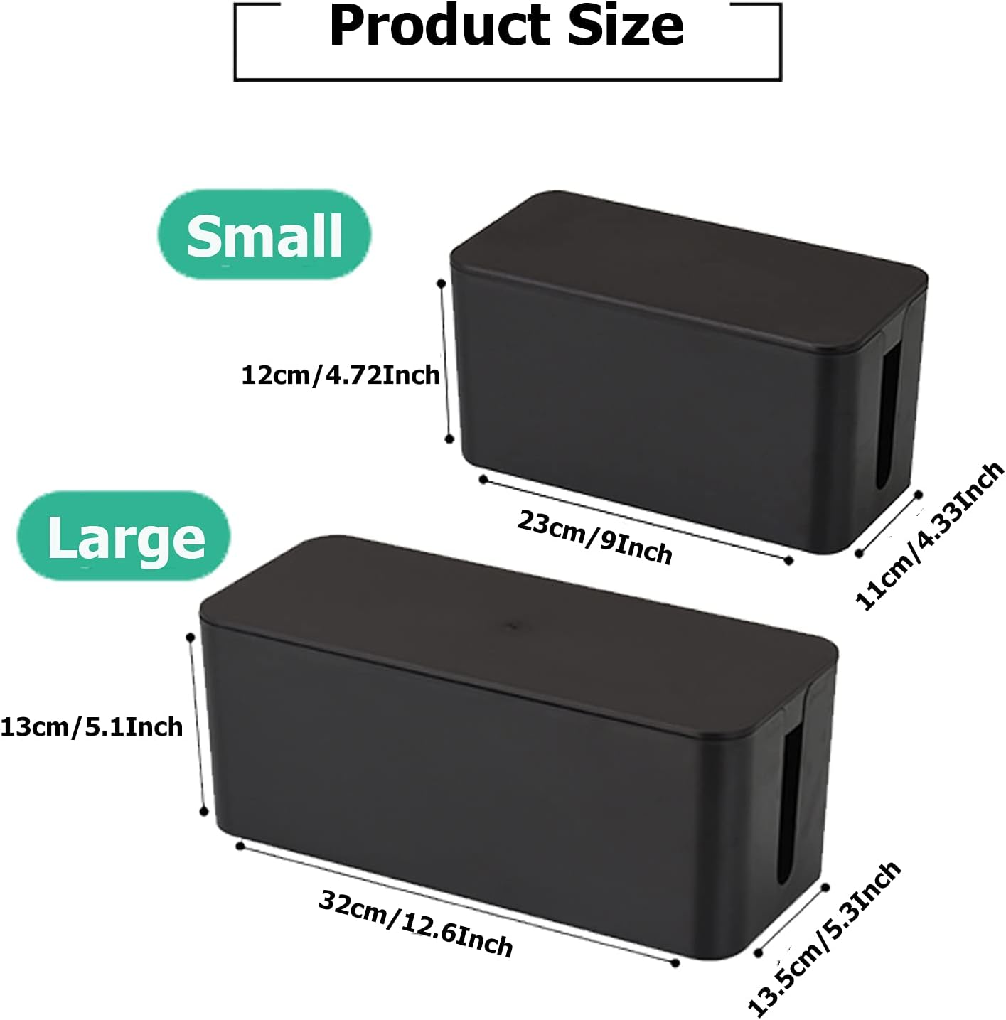 Cable Management Box,Cord Organizer Box for Home and Office System to Cover and Hide & Power Strips & Cords,Surge Protector (Small, Black)