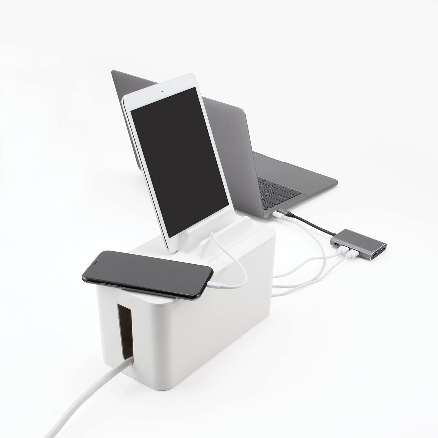 Bluelounge CableBox Mini Cable Management with Small Surge Protector, Black (CBM-BL)