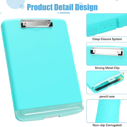 Hongri Clipboard with Storage with Pen Holder, Folder Nursing Clip Board 8.5 x 11 Foilo-Side Opening, High Capacity, Light Weight for Teachers, Classroom. Size 14 x 9.6 x 1.2 in(Pink)