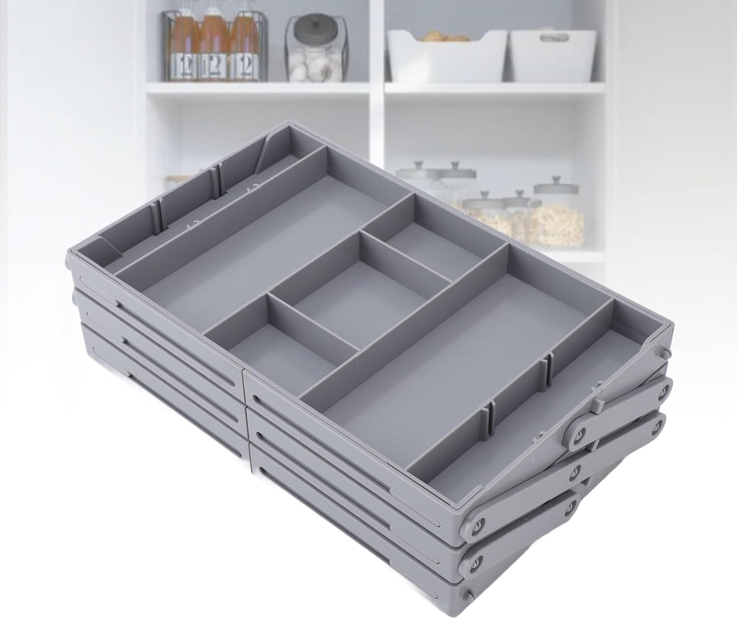 Sanpyl Drawer Organizer, Multi Layer Drawer Foldable Storage Box for Dresser Bathroom Kitchen Office, Expandable Folding Jewelry Organizer Tray (2 Layers)