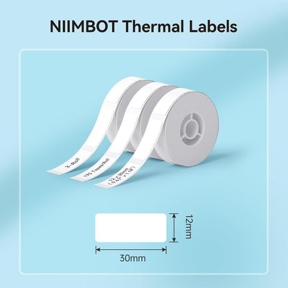 NIIMBOT White Cable Label Maker Tape for D11/D110/D101 Label Maker, 12.5 x 109 mm (0.49'' x 4.29''), 3 Rolls, Thermal Label for Home Office Labeling Tape Replacement