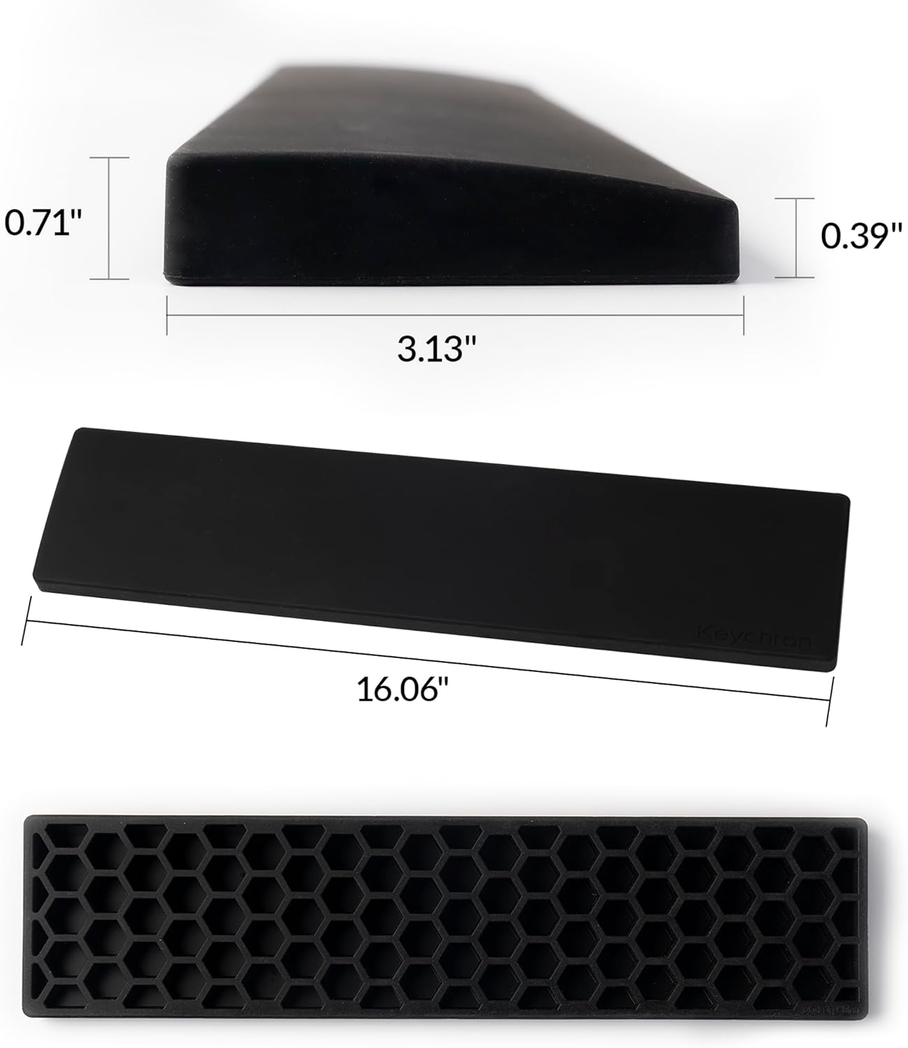 Ergonomic Silicone Wrist Rest for Keychron K4 Pro / K4 Max / Q5 / V5 / V5 Max,15.37" Honeycomb Non-Slip Palm Rest, 96% Full-Sized Mechanical Keyboards Support with Typing Pain Relief