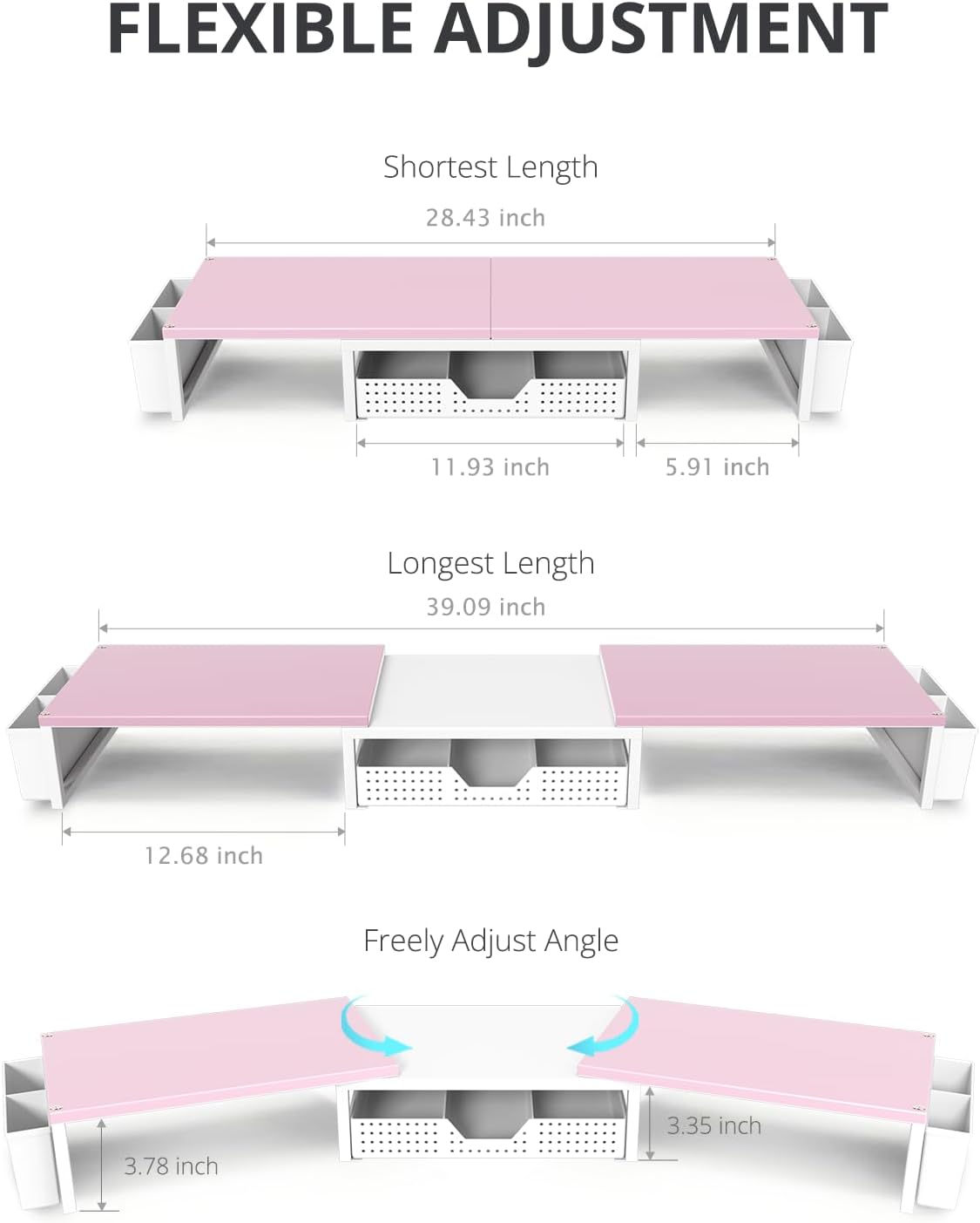 OPNICE Clear Acrylic Desk Organizers and Accessories, Dual Monitor Stand Riser with Drawer, Desk Shelf Computer Racks for Office Workspace Organizers, Desktop Organization (Transparent)