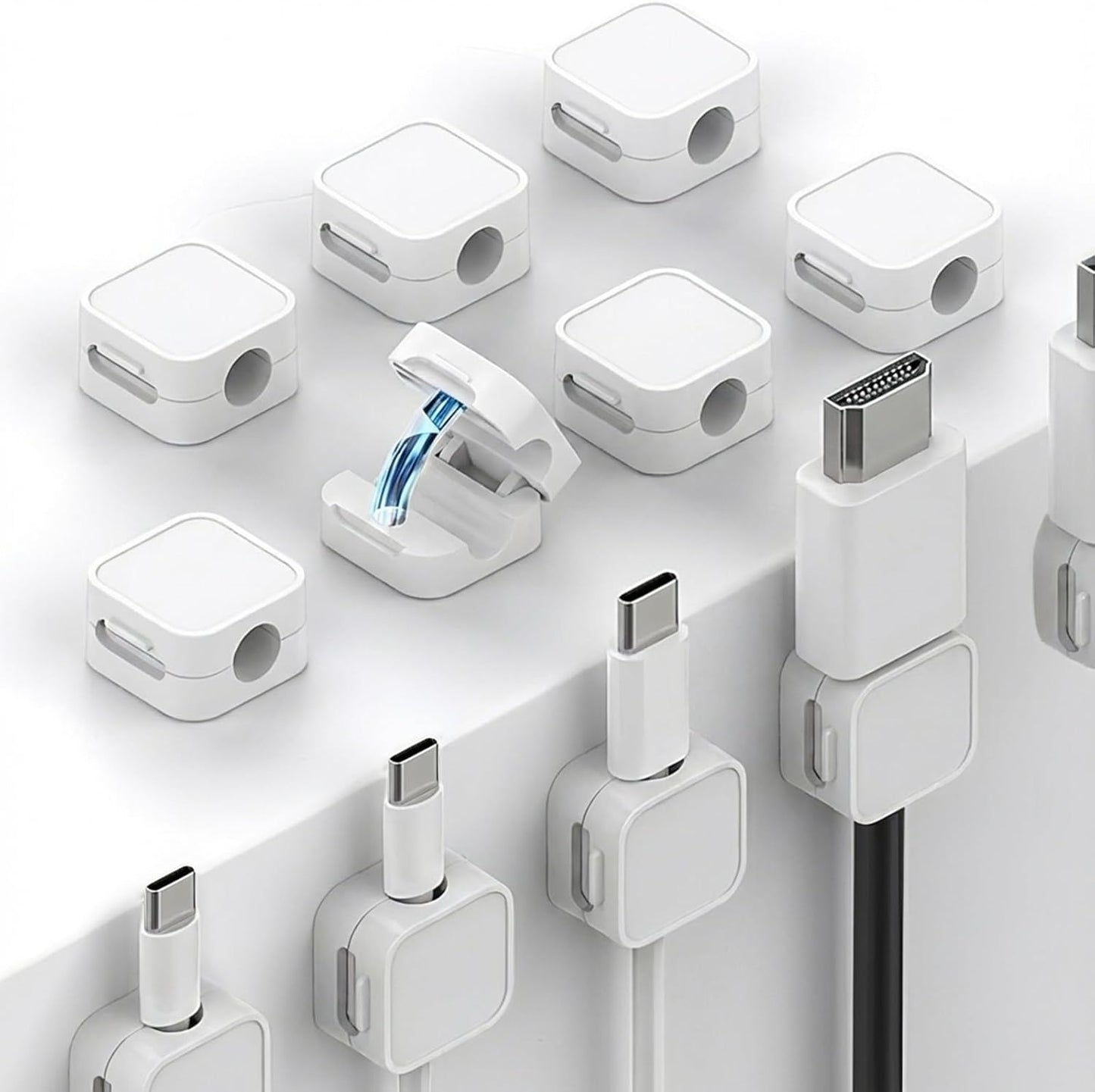 12 Pack Magnetic Cable Clips, Desk Cable Management Clips, Cord Organizer for Home Office Desk Phone Car Wall Desktop Nightstand -Black