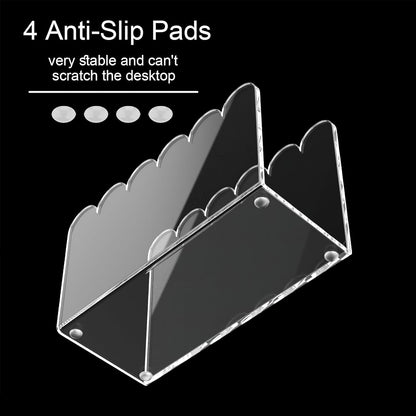 YAGELI 2 Pack 3-Slot Acrylic Mail Organizer for Desktop – Scalloped Clear Document Sorter, Vertical File Holder for Office/Home, Space-Saving Desk Organizer for Letters,Envelope,Bills,Stationery