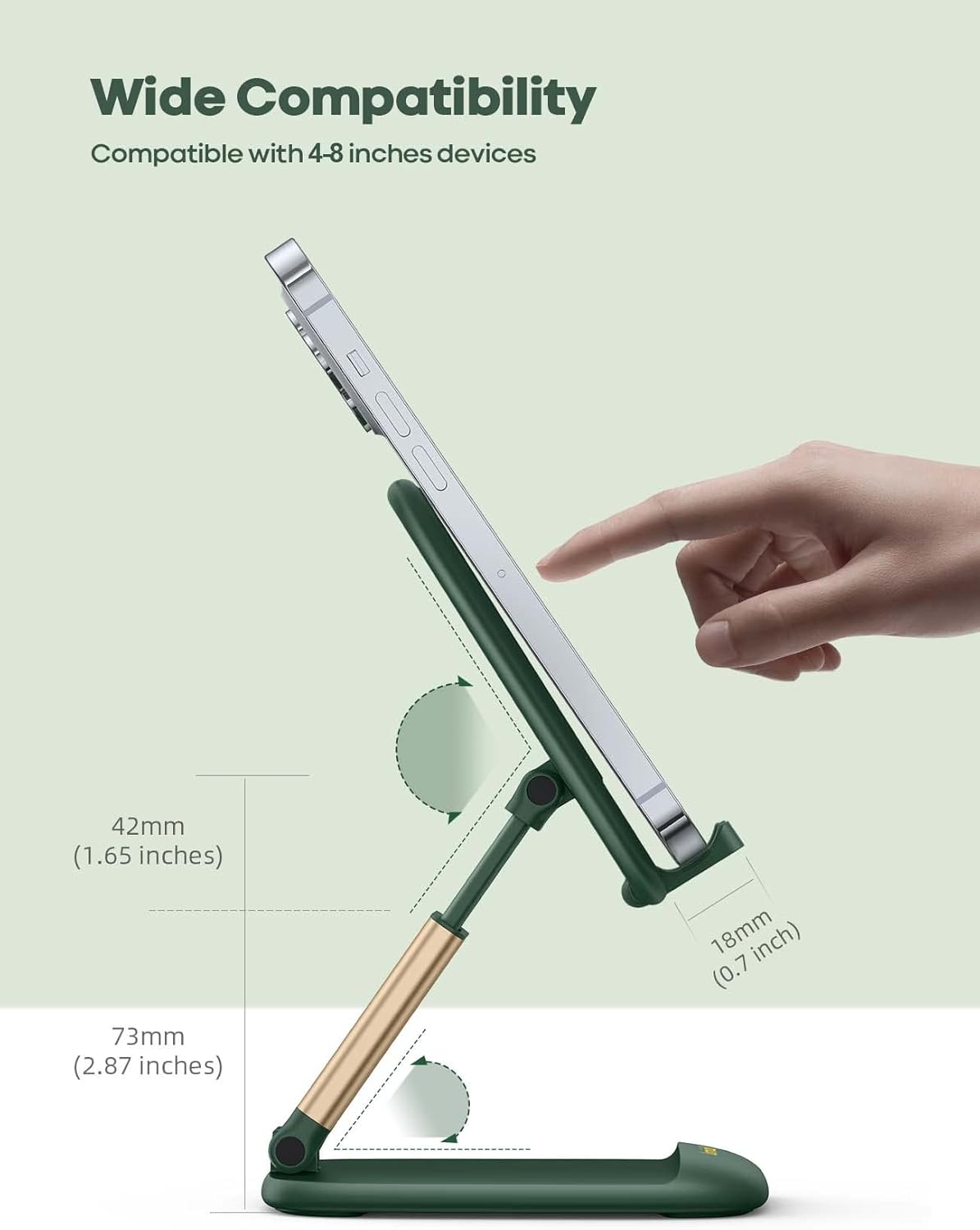 Lamicall Cell Phone Stand for Desk - [Height Adjustable] Foldable Mobile Phone Holder, Portable Stand for iPhone 17 16 15 14 13 12 11 Pro Max Plus Air, Galaxy S25, Office Gift Mothers Day Accessories