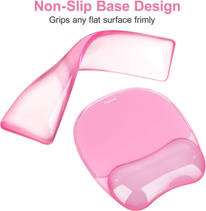 MOSISO Gel Wrist Rest Support for Mouse Pad&Keyboard Set, Irregular Oval Ergonomic Mousepad Keyboard Pad Non-Slip Base Home/Office Pain Relief&Cooling Gel Easy Typing Pad for Computer Laptop, Pink