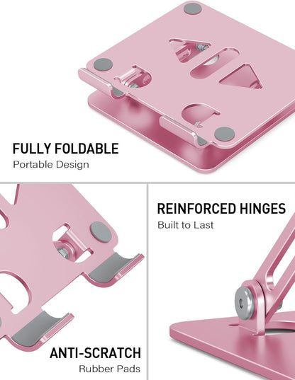 Aoviho Tablet Stand Holder for Desk, Adjustable Desktop Tablet Holder, Foldable Aluminum Tablet Mount for iPad pro 12.9, iPad Air Mini, Samsung Galaxy Tabs Z Fold Kindle Fire 4-12 inch Purple