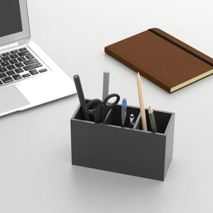 NIUBEE Acrylic Pen Holder 4 Compartments, Clear Pencil Organizer Cup for Countertop Desk Accessory Storage