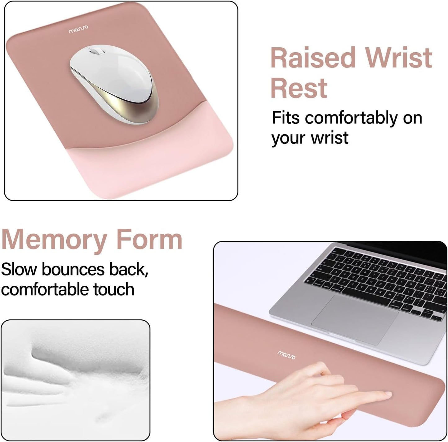 MOSISO Keyboard Mouse Pad Set, Large Gaming Mouse Pad&Rectangular Keyboard Wrist Rest&Mousepad with Wrist Rest&Coaster, Ergonomic Non-Slip&Easy Typing Pad with Curved Silicone Lining, Antique Green
