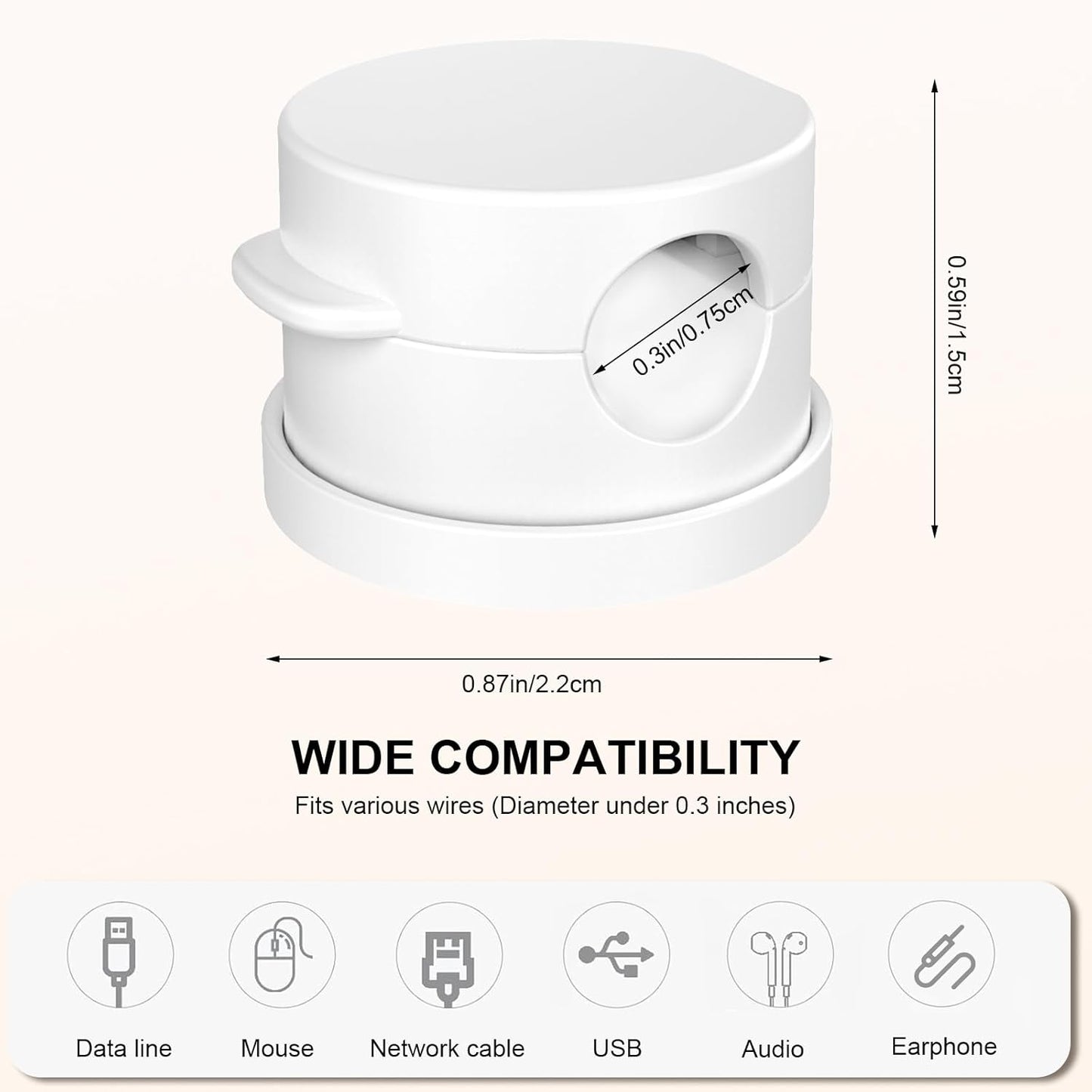 6pcs Magnetic Cable Clips, 360° Swiveling Adhesive Cable Organizer - Compact Cable Holder for Desk, Nightstand, Car, Kitchen & Home Office - Charger Cord Holder Solution by MarLigavid (White)