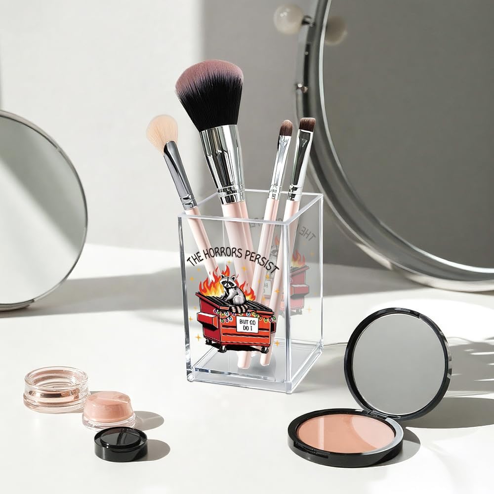 Everything is Figureoutable Acrylic Cosmetic Pencil Pen Holder Cup, Emotional Dumpster Fire Pencil Pen Holder Cup, Therapy Gifts, Mental Health Gifts for Women Colleague Boss Teacher
