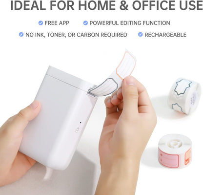 NIIMBOT D110 Label Maker Machine with Label, Small Label Printer Bluetooth Connection Multiple Templates Available for Phone Easy to Use for Office Home Organization Rechargeable White