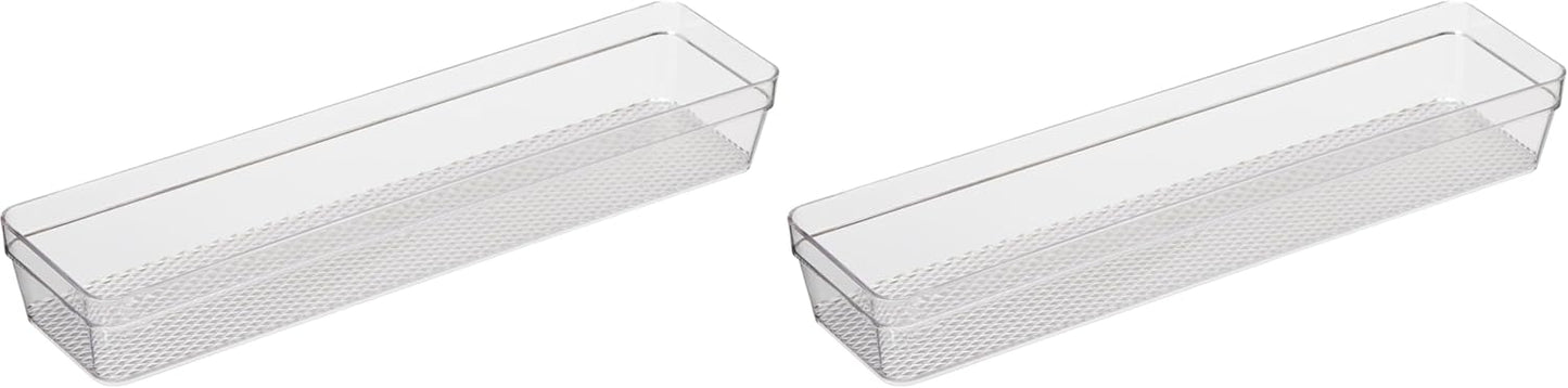 Oggi Set of 5 Clear Drawer Organizers - (1) 3x6.25, (2) 3x9.5, (2) 3x12.5 - Ideal for Organizing Kitchen Drawers, Office, Desk, Silverware, Kitchen Utensils, Cosmetics and Bathrooms