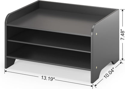 Desk File Organizer 4-Tier Desktop Paper Mail Organizer Document Holder for Home Office Supplies, Office Desk Accessories & Workspace (Nature)