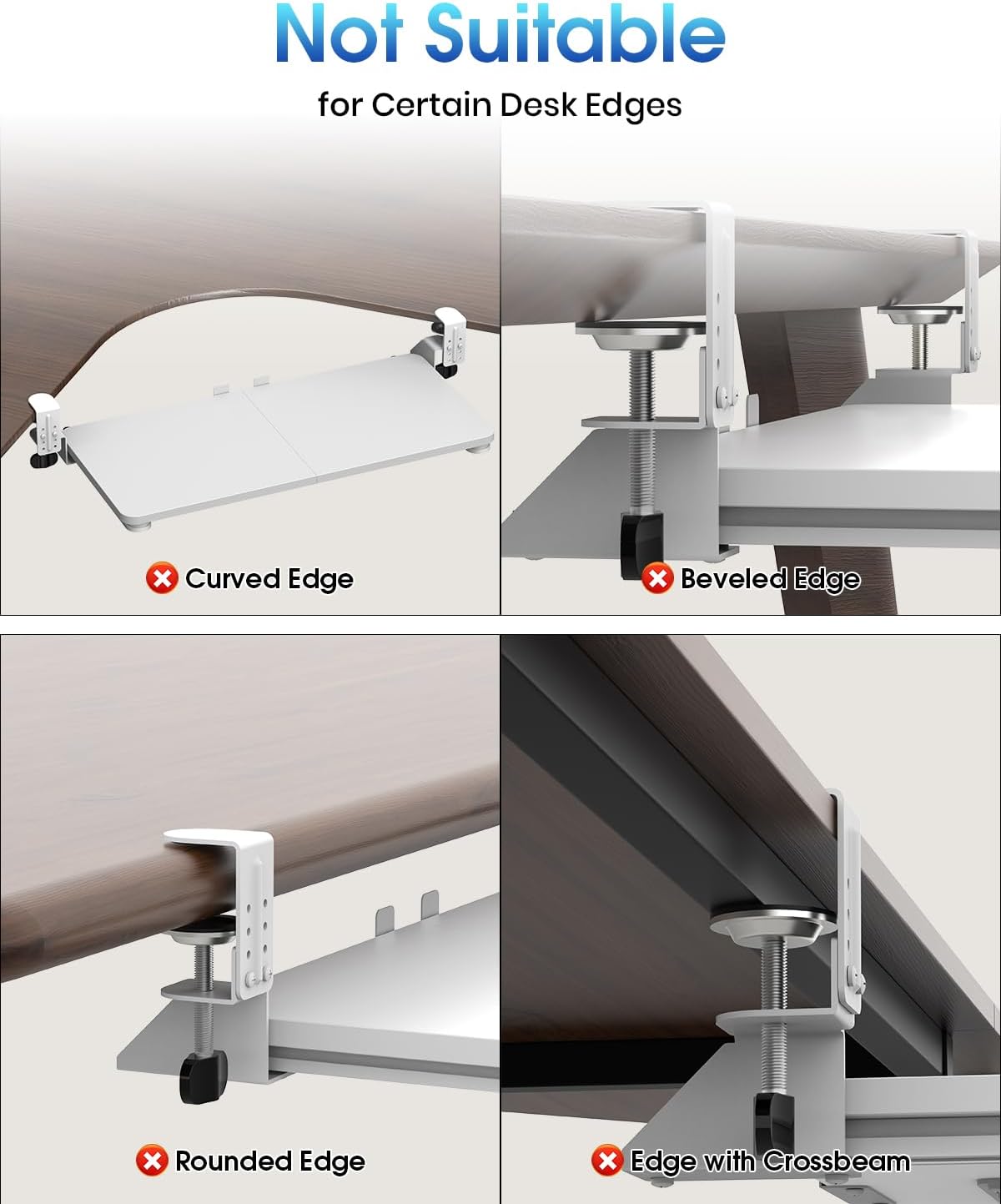 Large Keyboard Tray Under Desk, Pull Out Keyboard & Mouse Tray with Adjustable C-clamp, 25.6(31.5 Including Clamps) x 11.8 Inch Slide Out Computer Keyboard Drawer Mouse Tray for Typing, Brown