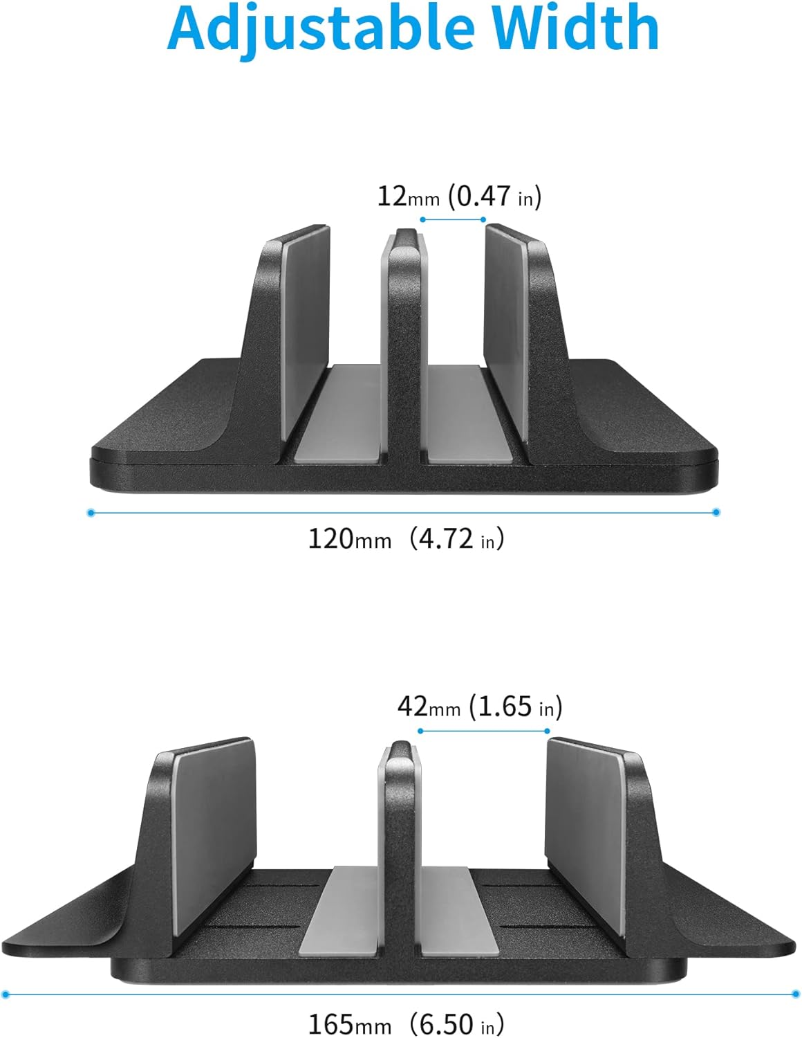 JARLINK Vertical Laptop Stand, Aluminum Laptop Holder Desktop Stand with Adjustable Dock Size (up to 17.3 inches) Compatible with All MacBook/Surface/Dell/Gaming Laptops (Silver)