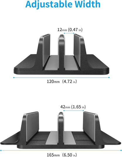 JARLINK Vertical Laptop Stand, Aluminum Laptop Holder Desktop Stand with Adjustable Dock Size (up to 17.3 inches) Compatible with All MacBook/Surface/Dell/Gaming Laptops (Silver)