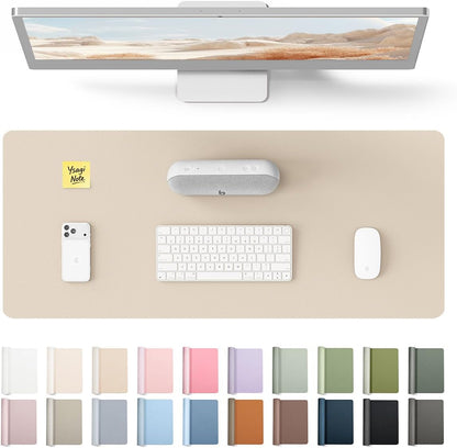 YSAGi Leather Desk Protector, Office Mat, Large Mouse Mat, Non-Slip PU Leather Blotter, Laptop Pad, Waterproof Writing Pad for Office and Home (Light Pink, 23.6" x 13.8") - Colors A