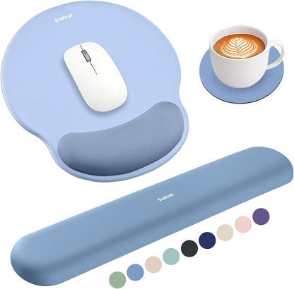 Sushret Mouse Pad and Keyboard Wrist Rest, 3-in-1 Gel Memory Foam Ergonomic Mouse Pad with Wrist Rest Set,Gaming Mousepad Arm Cushion Support for Computer Office Desk Accessories Cute Setup,Sage Green