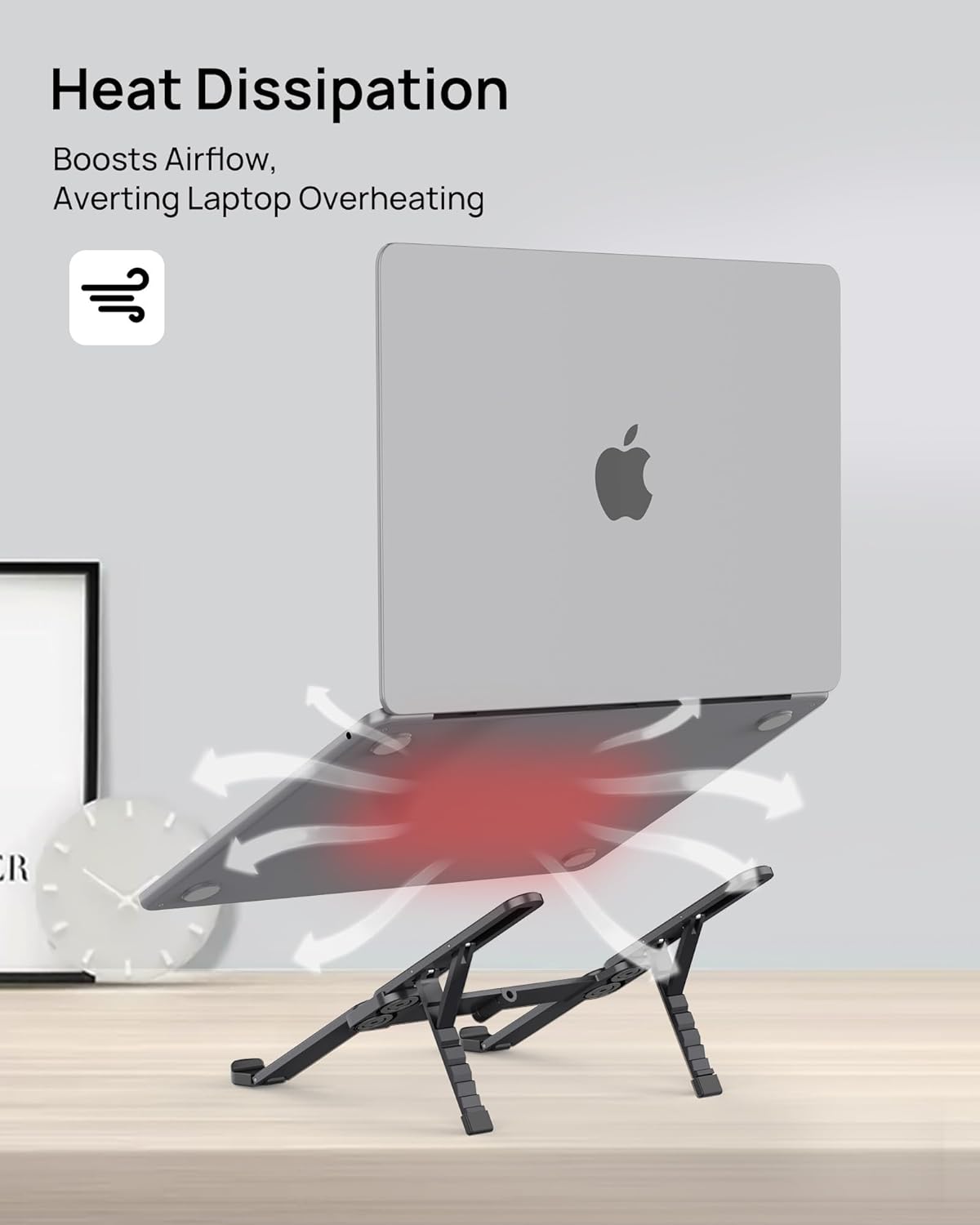 SODI [Ultra Compact] Foldable & Portable Laptop Stand for Desk, Lightweight Tablet Stand for Business Travel, Library, Cafe, 6 Level Height Ergonomic Aluminum Computer Holder for 10-16" Laptops
