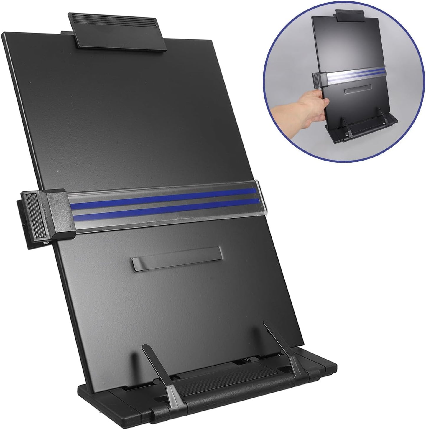 SEWACC Adjustable Desktop Document Holder Reading Stand with Clip for Typing and Comfortable Posture Iron and Plastic Construction for Office School Home Use