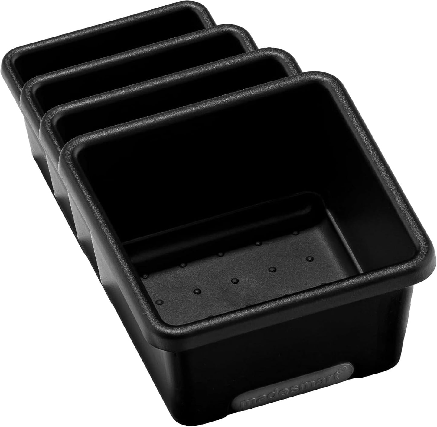 madesmart Mini Storage Bin, Multipurpose Organizer for Kitchen, Bathroom & Office, Organizer for Cutlery, Peeling Tools, Spatulas, Non Slip Base, Durable Easy Clean Plastic, Carbon