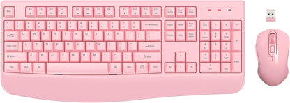 Wireless Keyboard and Mouse Combo, EDJO 2.4G Full-Sized Ergonomic Computer Keyboard with Wrist Rest and 3 Level DPI Adjustable Wireless Mouse for Windows, Mac OS Desktop/Laptop/PC