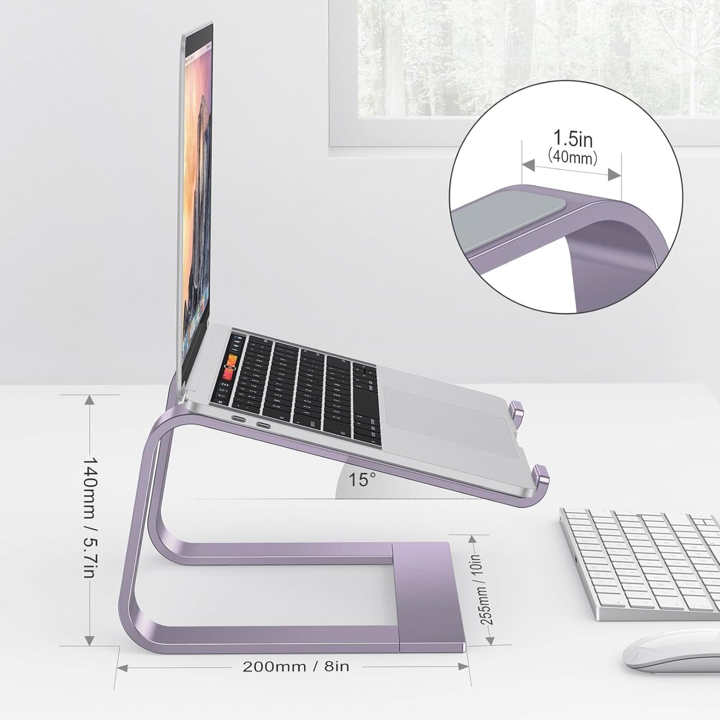 OMOTON Laptop Stand, Detachable Laptop Mount, Aluminum Laptop Holder Stand for Desk, Compatible with MacBook Air/Pro, Dell, HP All Laptops (11-16 inch), Silver