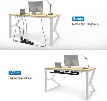 AIMEZO 31.5Inch Heavy Duty Steel Cable Management Tray - Under Desk Wire Management Organizer Computer Cord Raceway
