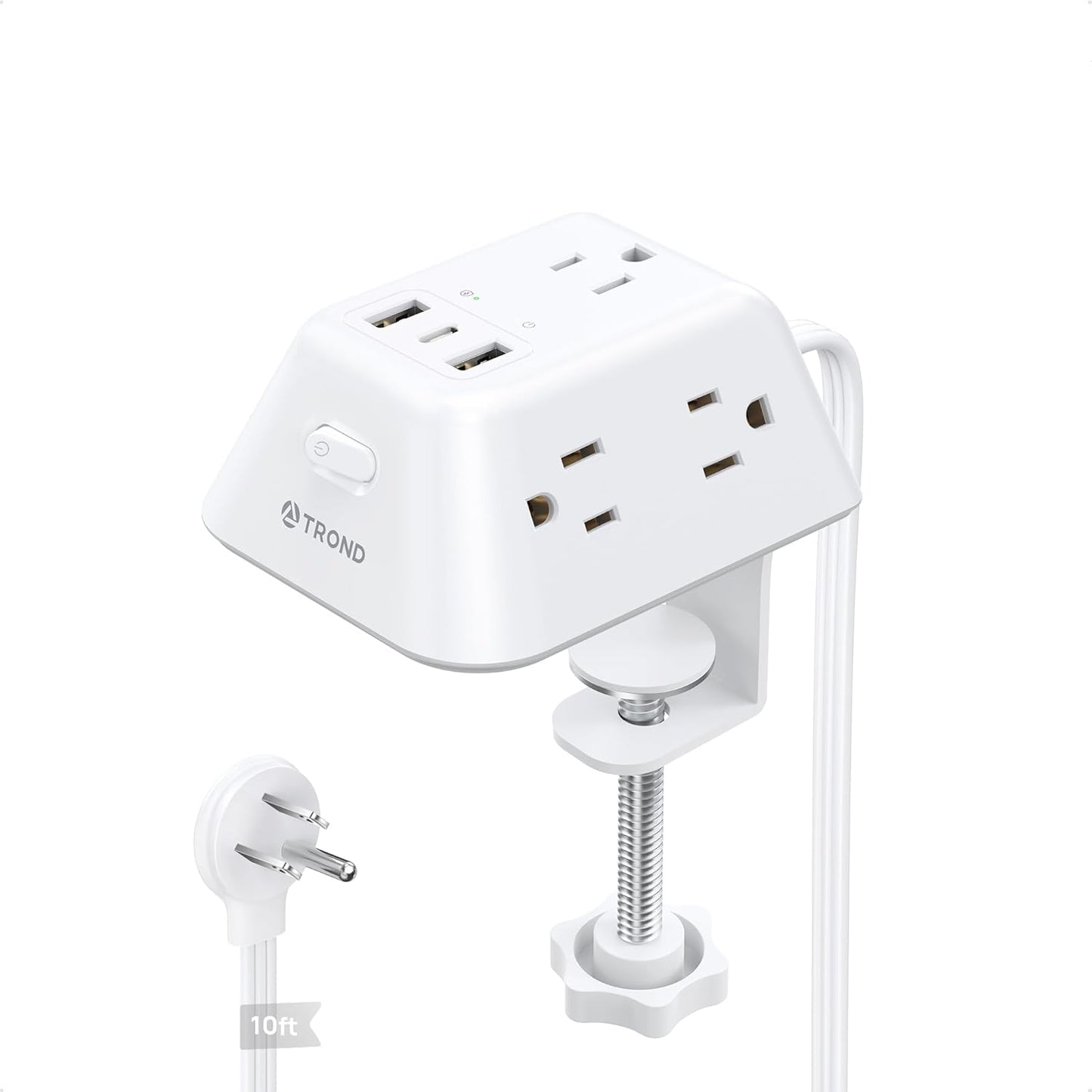 Desk Clamp Power Strip, Surge Protector with 5 AC Outlets and 3 USB Ports, Desk Mount Charging Station, Fit 1.97in Tabletop Edge Thick, 6FT Extension Cord, for Home Office Gaming Accessories, Black