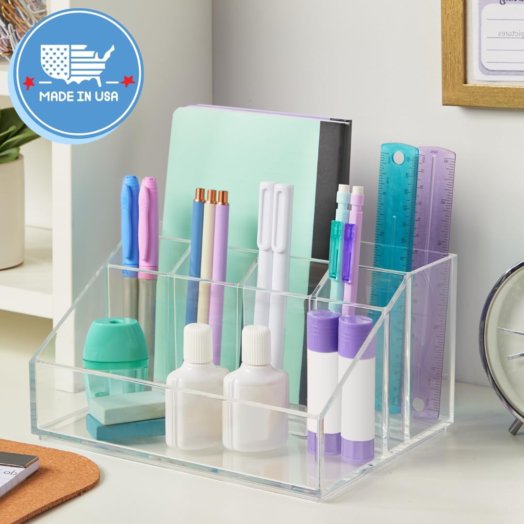STORi Chloe Space-Saving Clear Drawer Organizer (4 Wide Drawers) Sort Office, Kitchen, Beauty Supplies, Makeup, Pens, Jewelry, Stationary, Made in USA