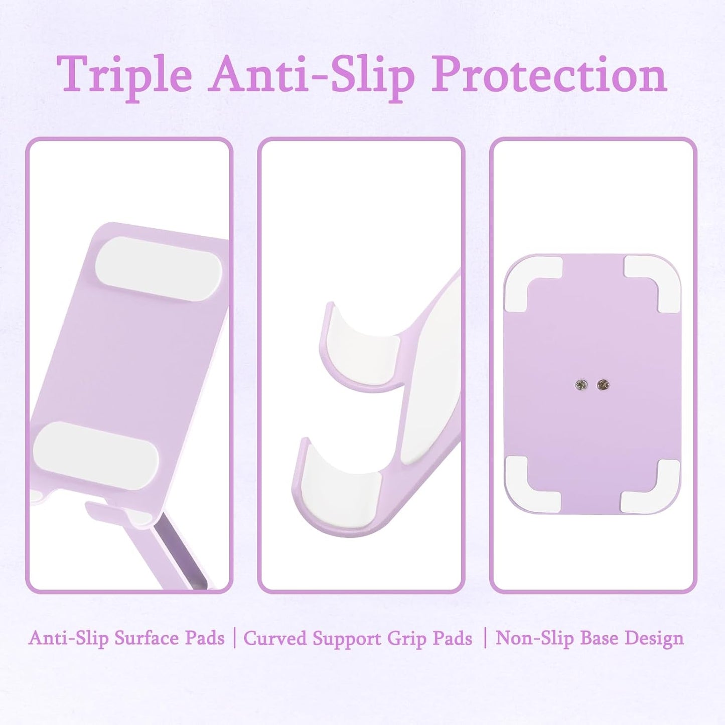 Adjustable Metal Phone Stand for Desk – Foldable 360° Rotating Phone Holder Compatible with iPhone 17/16/15/14 Pro Max/Air, Galaxy S25/S26 & Google Pixel 10a – Pink