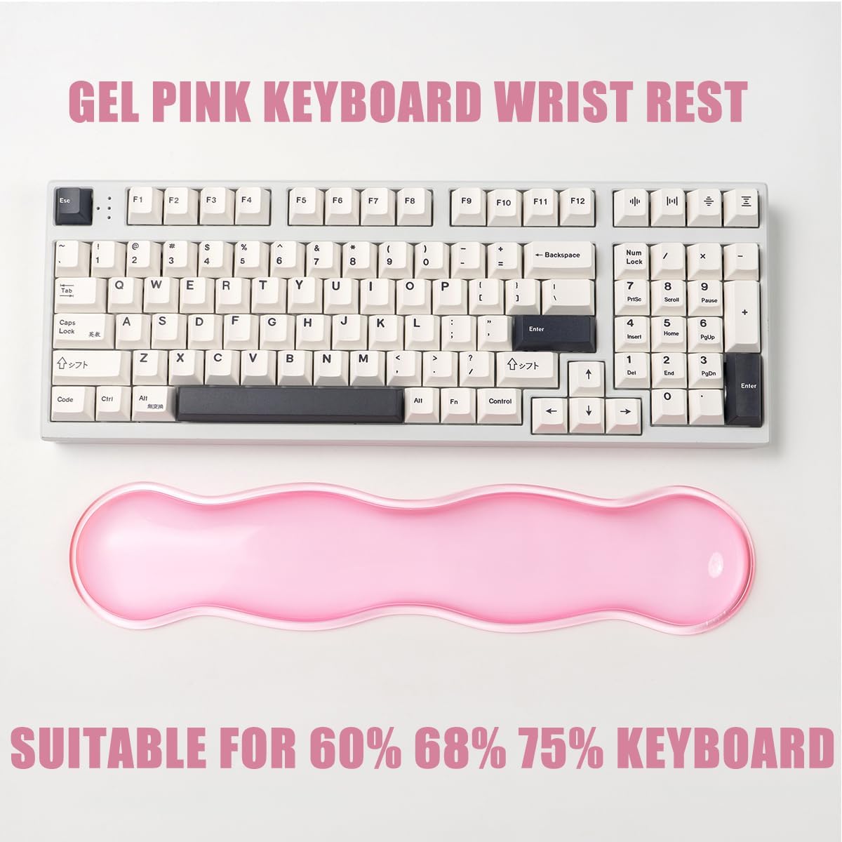 Ergonomic Gel Keyboard and Mouse Wrist Rest Set – Clear Wrist Rest for Computer Keyboard 60%/68%/75%, Comfort & Support for Typing and Gaming (Grey Purple)