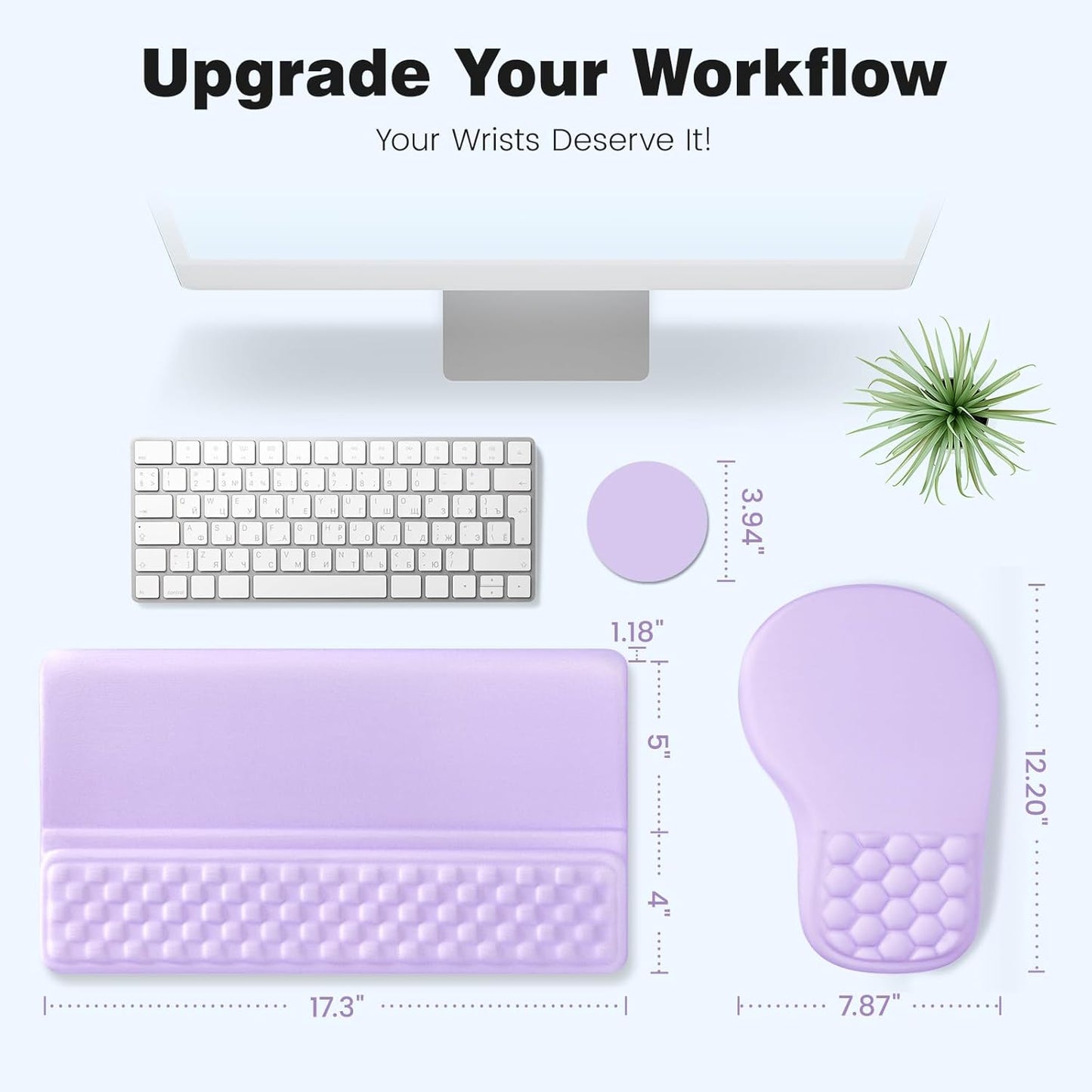 Ospelelf Ergonomic Mouse Pad and Keyboard Stand Wrist Rest Set, Memory Foam Comfort, Pain Relief for Typing, Office Desk Accessories, Moonlit Blossoms