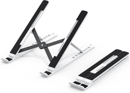 Portable Laptop Stand, OMOTON Laptop Stand for Desk Ergonomic 7-Levels Angles Adjustable Computer Stand, ABS Laptop Riser Holder Compatible with All Laptops and iPad(10-15.6")