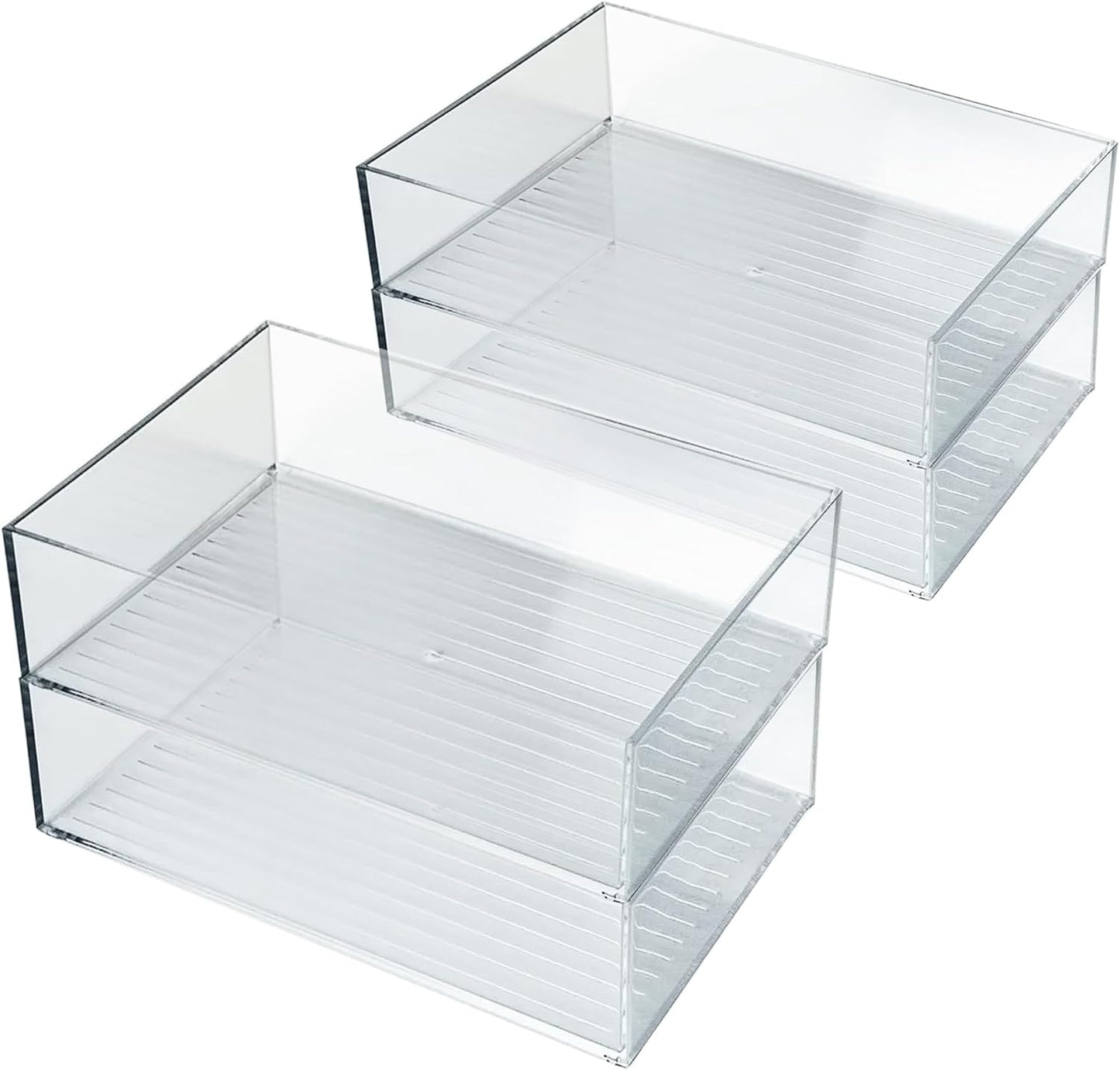 Azar Displays 556735-4PK Large Organizer Tray Oversized Clear Plastic Storage Tray for Kitchen Drawers Pantry Desk and Craft Room BPA-Free (Pack of 4)