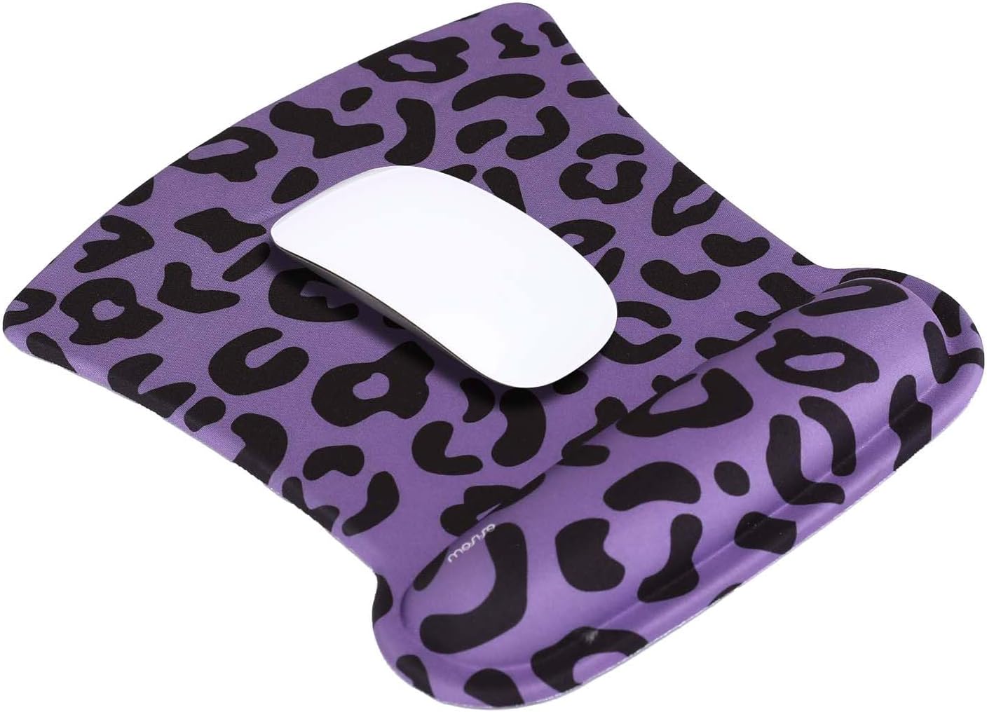 MOSISO Wrist Rest Support for Mouse Pad&Keyboard Set, Leopard Grain Ergonomic Mousepad&Coaster Non-Slip Base Home/Office Pain Relief&Easy Typing Cushion with Neoprene Cloth&Raised Memory Foam, Black