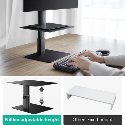 Nillkin Monitor Stand for Desk, Adjustable Height Computer Monitor Stand, Ergonomic Aluminum Computer Stand for Desktop Monitor, iMac, Studio Display XDR, Dell, HP, Lenovo, Other Screen Display, Black