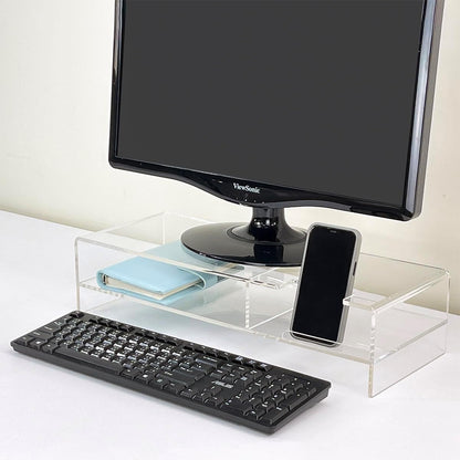 pbf PHOTO BOOTH FRAMES Clear Acrylic Monitor Stand Riser, Computer Screen Desktop Organizer, Ergonomic Display Shelf (Clear)