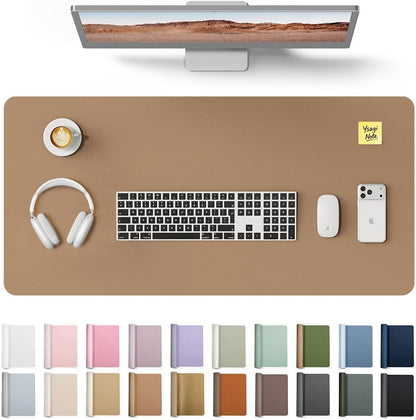 YSAGi Leather Desk Protector, Office Mat, Large Mouse Mat, Non-Slip PU Leather Blotter, Laptop Pad, Waterproof Writing Pad for Office and Home (Light Pink, 23.6" x 13.8") - Colors B