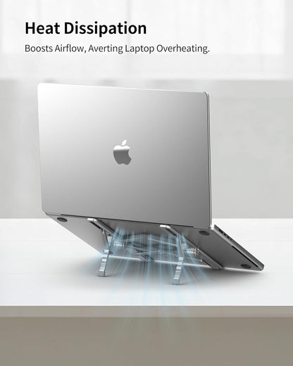 SODI [Ultra Compact] Foldable & Portable Laptop Stand for Desk, Lightweight Tablet Stand for Business Travel, Library, Cafe, 6 Level Height Ergonomic Aluminum Computer Holder for 10-16" Laptops