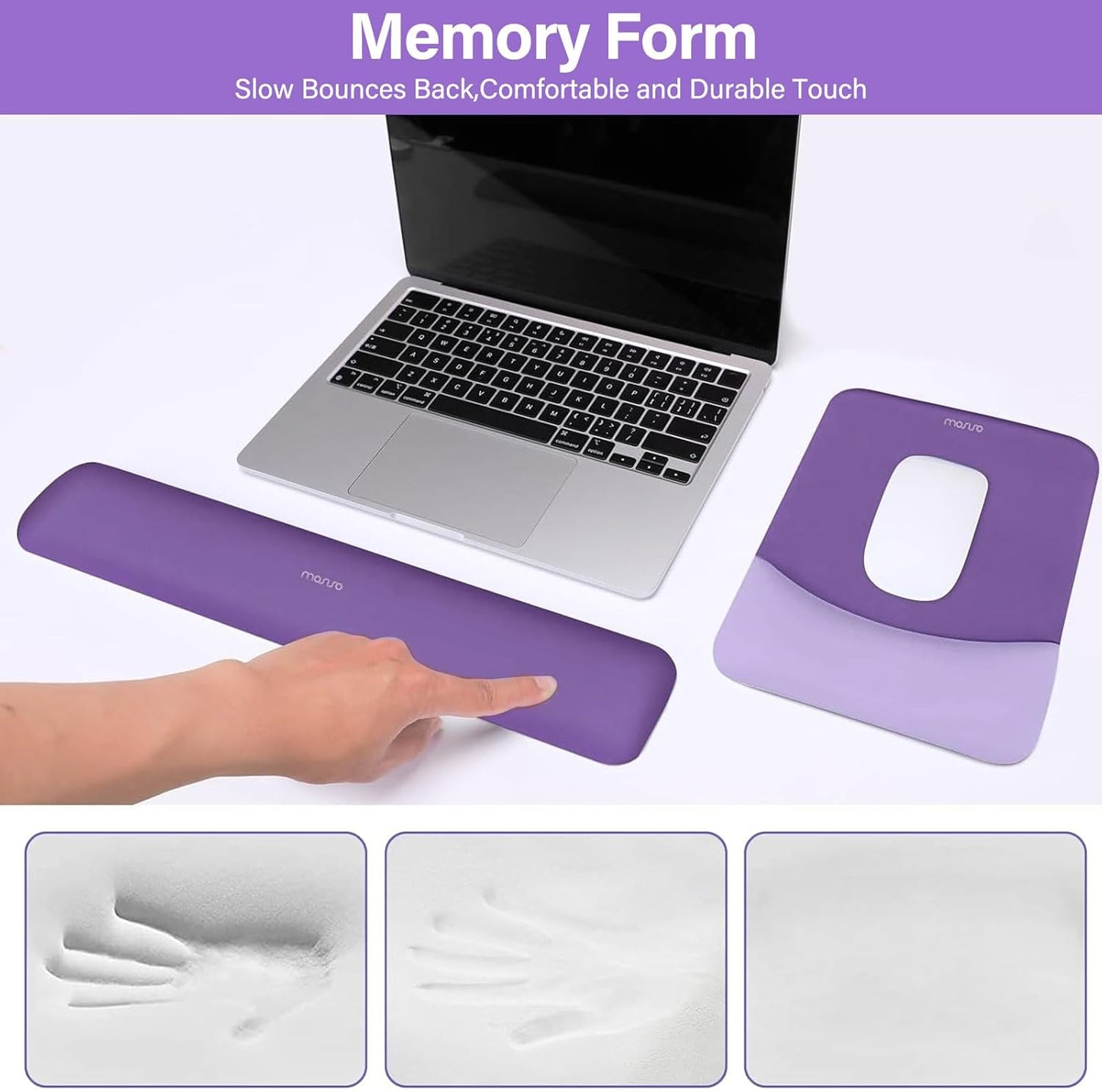 MOSISO Wrist Rest Support for Mouse Pad&Keyboard Set, Rectangular Ergonomic Mousepad Non-Slip Base Home/Office Pain Relief&Easy Typing Pad with Neoprene Cloth&Raised Silicone Lining, Green