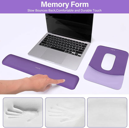 MOSISO Wrist Rest Support for Mouse Pad&Keyboard Set, Rectangular Ergonomic Mousepad Non-Slip Base Home/Office Pain Relief&Easy Typing Pad with Neoprene Cloth&Raised Silicone Lining, Green