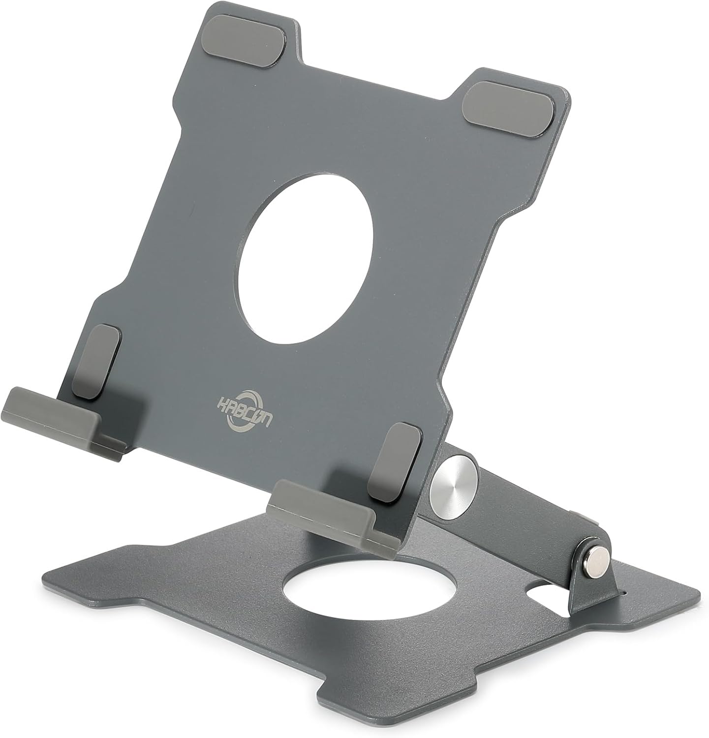 KABCON Quality Tablet Stand,Adjustable Foldable Eye-Level Aluminum Solid Up to 15-in Tablets Holder for Microsoft Surface Series Tablets,iPad Series,Samsung Galaxy Tabs,Amazon Kindle Fire,Etc.Silver