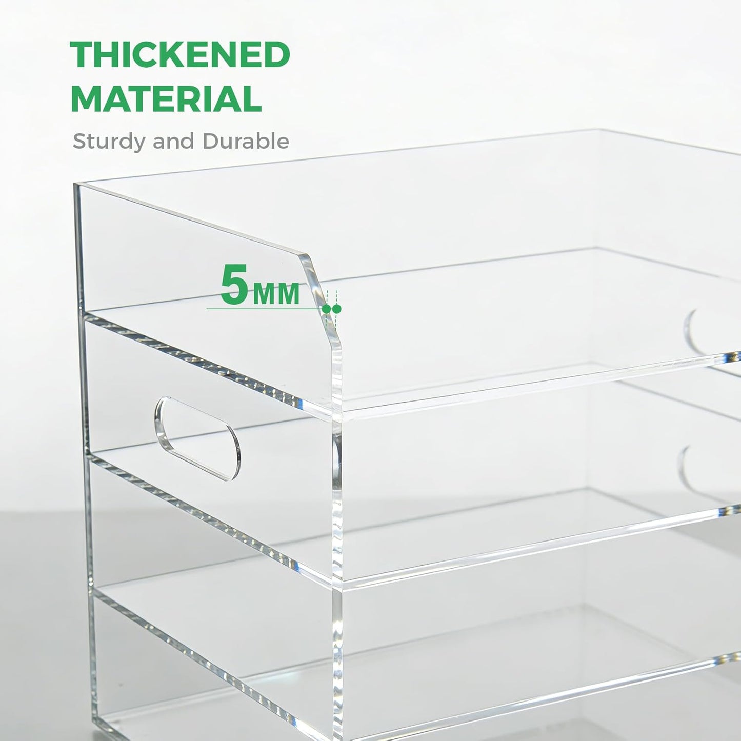 2-Tier Clear Acrylic Paper Trays, Desk File Organizer, A4 Paper Holder, Low-Profile Desk File Sorter for Office/Home, Clear Stackable Letter Tray for Bills, Crafts, Notebooks - Horizontal