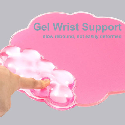 Gel Wrist Rest and Cloud Mouse Pad Support for Keyboard and Mouse - Ergonomic Pink Keyboard Wrist Pad Set for Typing Pain Relief/Computer/Laptop/Gaming/Home/Office (Cloud Shape, Gradient Blue Pink)