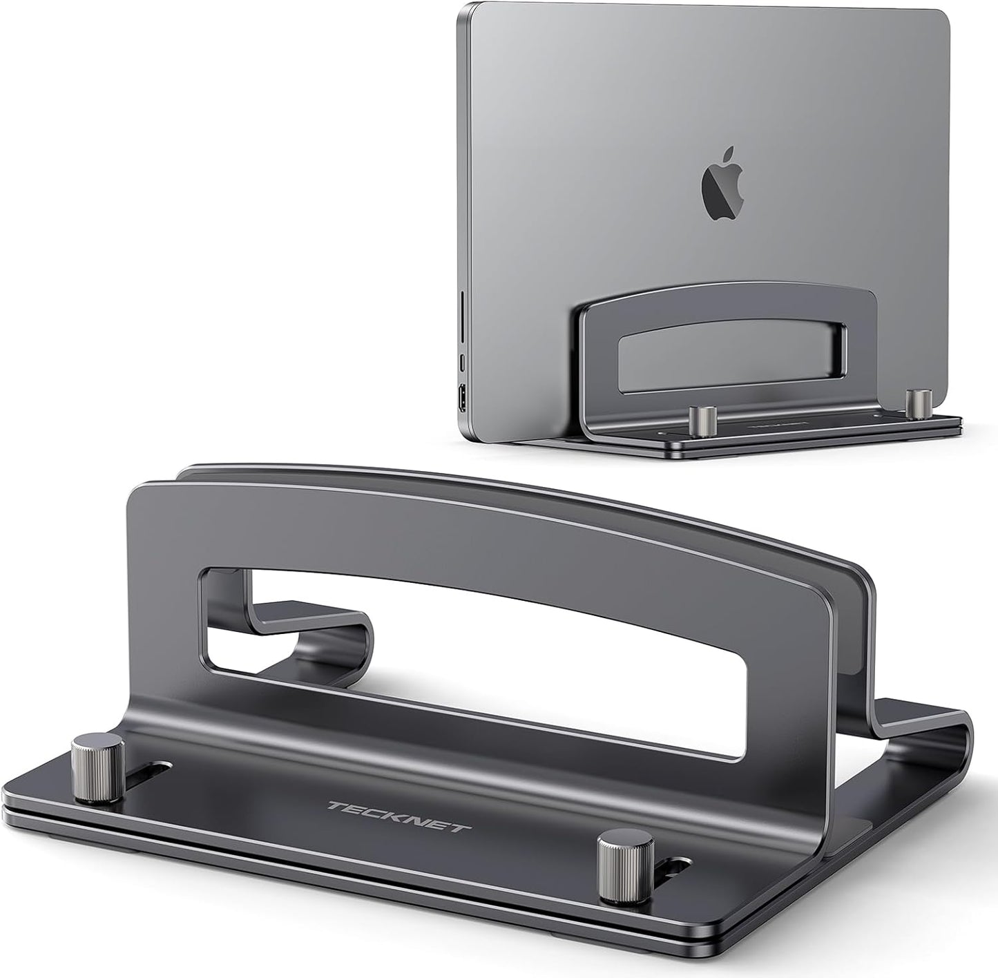 TECKNET Vertical Laptop Stand, Adjustable Aluminum Laptop Stand (Fits Up to 17.3"), Space-Saving Vertical Stand with Non-Slip & Scratch-Resistant Silicone, Compatible with MacBook Pro/Air, Dell, HP