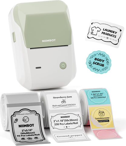 NIIMBOT B1 Label Maker Machine, Thermal Label Printer Easy to Use for Office, Home, Business, Came with 1 Roll White Label(Blue)