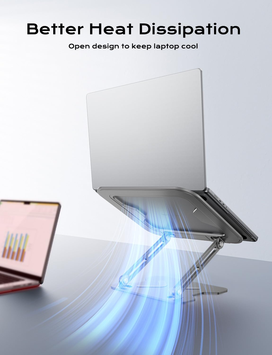 JCZT Adjustable Laptop Stand for Desk, Metal Foldable Laptop Riser, Portable Laptop Holder Mount, Ventilated Cooling Computer Notebook Stand for MacBook Air Pro, All 10-16'' Notebooks Laptops, Gold